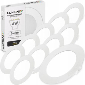 10x Panel Mennyezeti Led Süllyesztett Kerek 6W 660lm Meleg CCD Slim