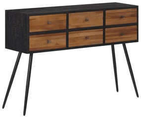 tömör újrahasznosított tíkfa tálalóasztal fiókkal 116x30x76 cm