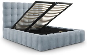 Világoskék kárpitozott franciaágy tárolóhellyel, ágyráccsal 140x200 cm Bali – Cosmopolitan Design