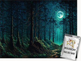 Fotótapéta Flizelina Grafika Tájkép Erdő Fák Éjszaka Hold 100x75 ragasztó