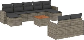 vidaXL 10 részes szürke polyrattan kerti ülőgarnitúra párnákkal