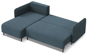Kék kinyitható-tárolóhelyes sarokkanapé (bal oldali) Luana – Makamii