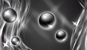 Háttérkép Fémes gömbök 3D absztrakt fekete háttér modern 520x300 +ragasztó