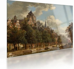 Üveg kép - Jan van der Heyden, View Down a Dutch Canal, reprodukciók (70x50 cm)