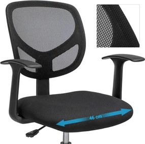 Ergonomikus irodai szék kartámaszokkal, magas forgó szék 55-75 cm ülésmagasság, fekete