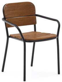 Fekete-barna tömörfa-fém kerti szék Algueret – Kave Home