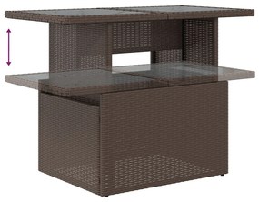 5 Részes Kert Sofa Szett Párnákkal Barna Poli Rattan, 2-Fős Kert Sofa Párnákkal Barna Poli Rattan