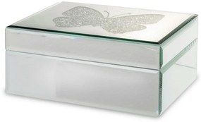 Vetrario design körbe tükrös ékszertároló doboz fedelén pillangú díszítéssel 8,5x19x15cm