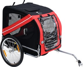 PawHut Kisállat Bicikli utánfutó 8 Reflektorral, Zászlóval, Vonóhoroggal, Acél, Vízálló Poliészter, Max. 30 Kg, 130L x 73W x 90H cm, Piros | Aosom