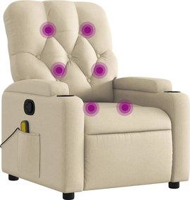 vidaXL krémszínű szövet dönthető masszázsfotel