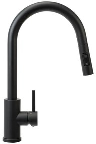REA-B9147 - FRESH kihúzható zuhanyfejes mosogatócsaptelep, 39,5 cm, matt fekete