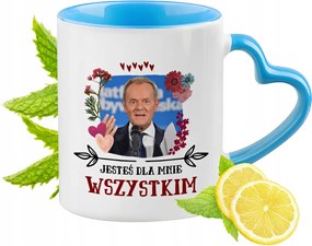 Donald Tusk Kék Bögre Szív Alakú Füllel Ajándék