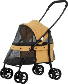PawHut Összecsukható Kisállat Babakocsi Kiskutyák Számára Hálóablakokkal, Mosható Párnával, Biztonsági Pántokkal és Acél Vázzal, Terhelhetőség 15 kg B