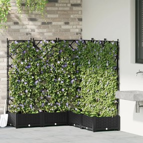 Kert Virágcserép Trellisszel 5 db Fekete 120x120x125.5 cm