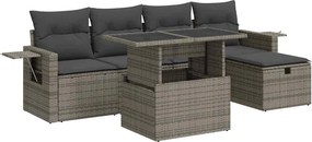 vidaXL 6 részes szürke polyrattan kerti ülőgarnitúra párnákkal