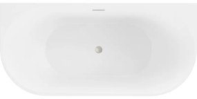 Mexen Oval, szabadon álló fali kád 180 x 80 cm, fehér, szálcsiszolt acél túlfolyó, 52671808000-97
