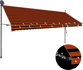 vidaXL narancssárga-barna kézzel feltekerhető LED-es napellenző 400 cm