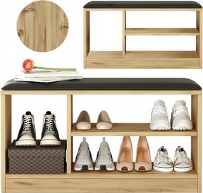 Cipősszekrény More tölgy színű cipőspolc Loft polc ülőfelülettel