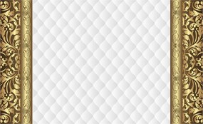 Fotótapéta Arany csíkok és dísz fehér alapon luxus 300x210 +ragasztó