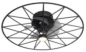 Mennyezeti ventilátor fekete 62cm LED-del, fényerőszabályzóval és távirányítóval - Yaran