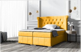 MAXIMO elegáns kárpitozott ágy 200x200 - sárga + INGYENES topper