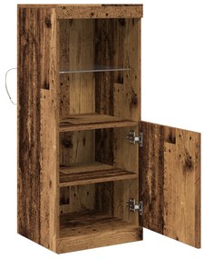 LED világítással ellátott oldalszekrény, öreg fa 41x37x100 cm