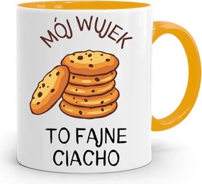 Sárga Bögre Ajándék Bácsinak Bácsi Hűvös Sütemény nyomott mintával