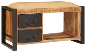 Tároló pad vászonnal 80x35x40 cm Tömör durva mangófából