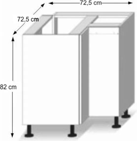 Alsó sarokszekrény, tölgy sonoma, LINE