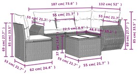 6 részes barna polyrattan kerti ülőgarnitúra párnával