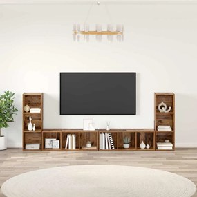 TV szekrény 4 pcs Régi fa 37 x 35 x 107.5 cm Műanyag Fa