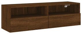 barna tölgyszínű szerelt fa fali TV-szekrény 100 x 30 x 30 cm