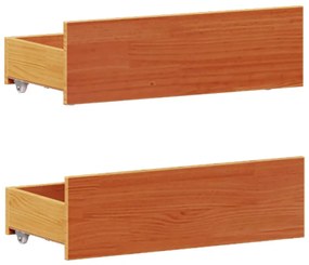 barna tömör fenyőfa fejtámlás ágykeret matrac nélkül 135x190 cm