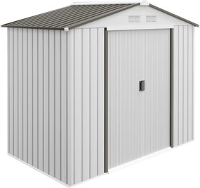 Outsunny Kertiszerszámtároló 2,5m² Erősített Alappal, Padló Nélkül, 213x130x185 cm Kültéri Kertitároló Két Csuszdaajtóval és Négy Ablakkal | Aosom