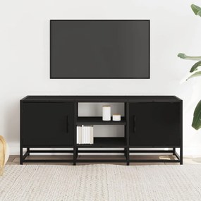 fekete szerelt fa és fém TV-szekrény 100x35x41 cm