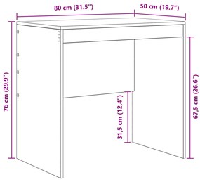 Íróasztal Fekete Tölgy 80x50x76 cm Mérnöki fa