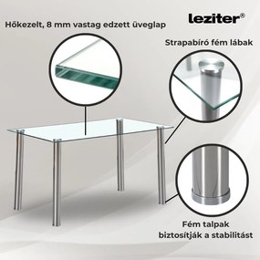 Berna 120 cm szögletes üveg étkezőasztal