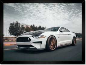Poszter keretben 40x30 Fehér Ford Mustang Auto