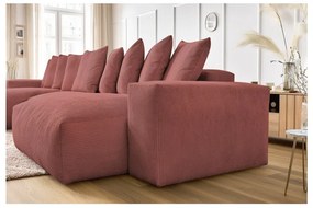 Világos rózsaszín kordbársony sarokkanapé Voltaire – Bobochic Paris