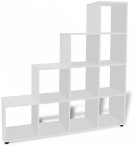 Fehér lépcsős könyvespolc/vitrines polc 142 cm