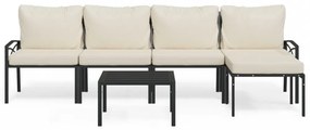 6 részes acél kerti ülőgarnitúra homokszínű párnákkal