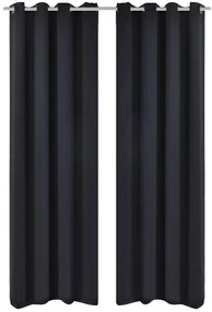 2 db fekete sötétítőfüggöny fémkarikákkal 135 x 245 cm