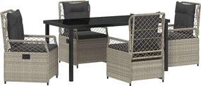 vidaXL Kert étkező szett 5 pcs Világosszürke polirattan