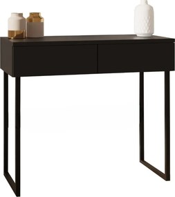 Fésülködőasztal, lábas komód, két fiókkal, fekete, 80cm széles