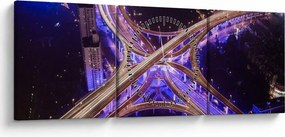 Egy kép egy nagy kereszteződésről éjjel (órával) (90x30 cm)