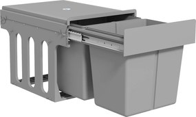 HOMCOM konyhaszekrény alá szerelhető kihúzható szemetes – 2 x 15 l levehető vödör (össz.: 30 l), lágyzár | Aosom