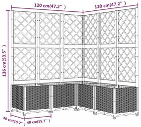 sötétszürke PP rácsos kerti ültetőláda 120 x 120 x 136 cm