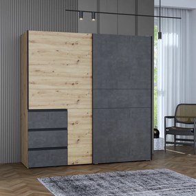 Szekrény, artisan tölgy/sötétszürke beton, VIOLO