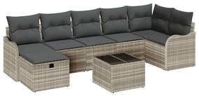Kerti Kanapé Szett 8 pcs Világosszürke 287.5 x 122.5 x 85 cm