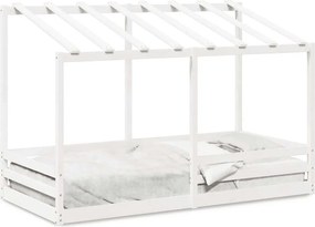 vidaXL fehér tömör fenyőfa gyerekágy tetővel 100 x 200 cm